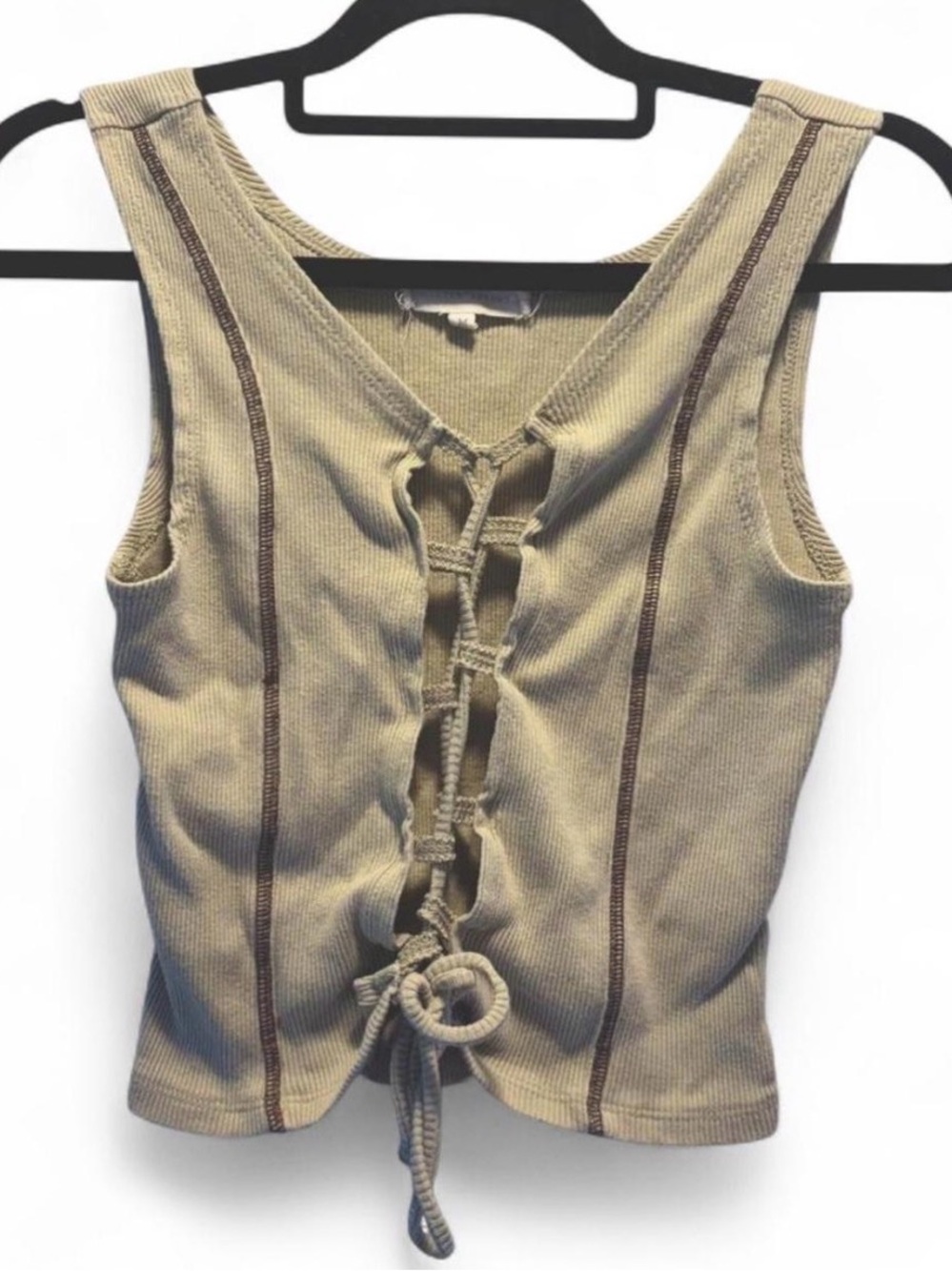 Gilded Intent Ribbed Lace up Biker Tank